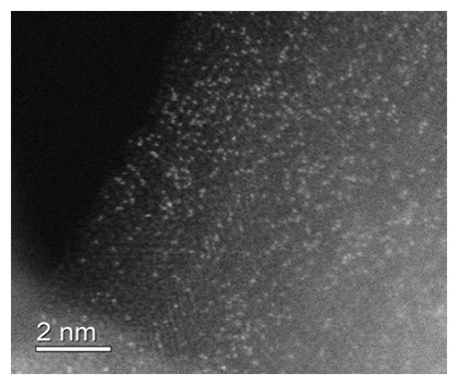 新規イリジウム触媒の高角散乱環状暗視野走査透過顕微鏡の図
